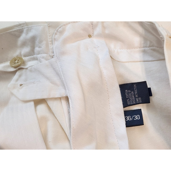 Polo Ralph Lauren Pants Men's 36x30 White Cream Khaki Chino Flat Front Preston - Picture 10 of 13